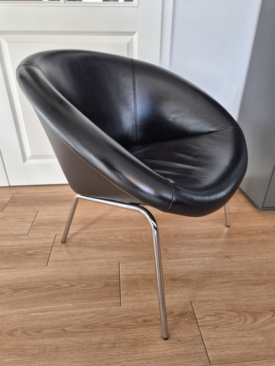 Image 1 of 6 Poltrona di design Walter Knoll 369 in pelle nera