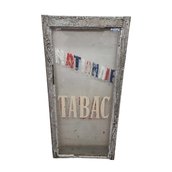 Image 1 of Old French window with painting, early 1900s