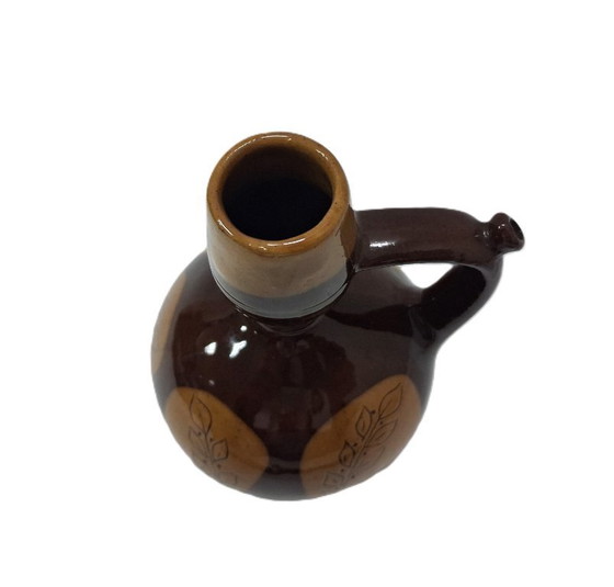 Image 1 of Vintage Ceramic Pitcher – Handcrafted Charm with Leaf Motif | 14 cm
