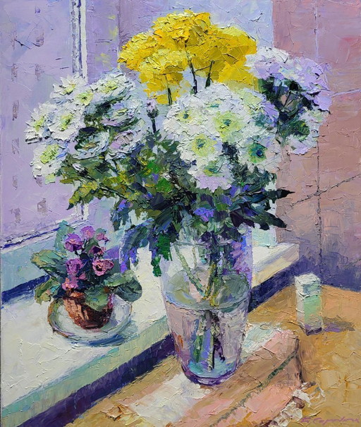 Flowers in a Vase on the Windowsill