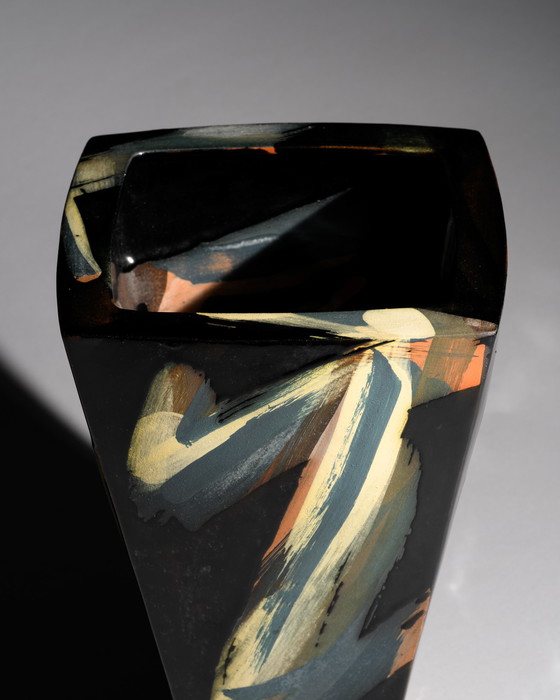 Image 1 of Studiokeramik Vase “Albert ’91” Expressive Hand-Painted Postmodern Art Pottery