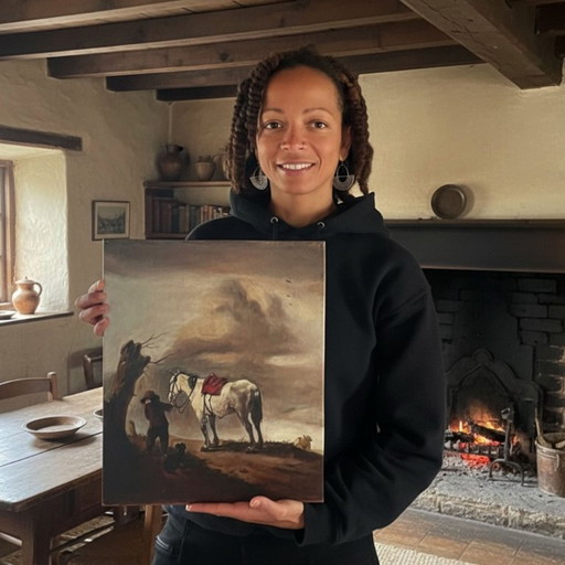 Reproduktion des Ölgemäldes „Graues Pferd“ von Wouwermans durch George Boellaard