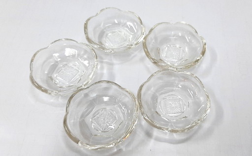 5 x Vintage kleine Marmeladenteller aus Glas