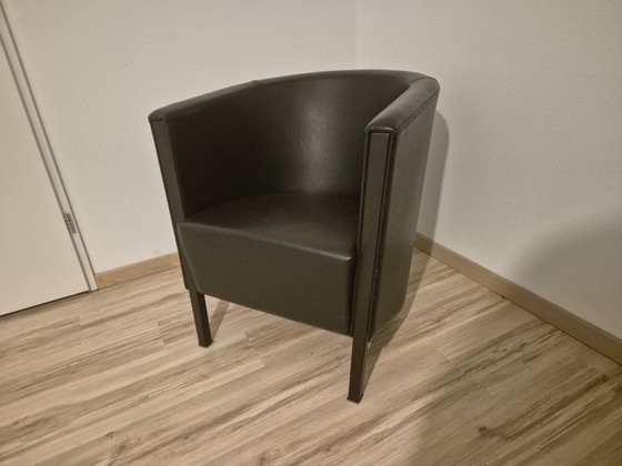 Image 1 of Fauteuil club Moroso Novecento d'Antonio Citterio en cuir semi-aniline noir