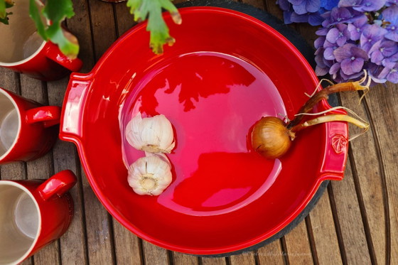 Image 1 of 1x Peugeot Appolia Piatto da forno rotondo 27 cm - Rosso - Ceramica