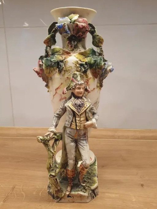 Figural Porcelain Vase with Napoleonic Figure Continental Europe, late 19th century
