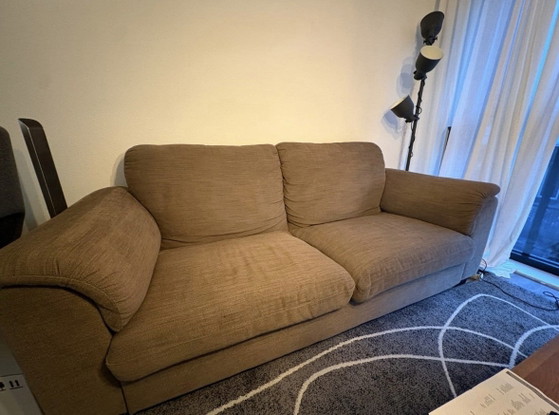 Graues 3-Sitzer Sofa, 3-5 Sitzer Sofas, Baumwolle, Stoff (Foto 4 von 5)