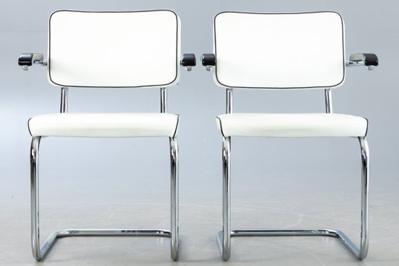 Thonet Freischwinger S64 Jil Sander avec cuir et rembourrage – Chaises de salle à manger, Bois (photo 2 of 9)