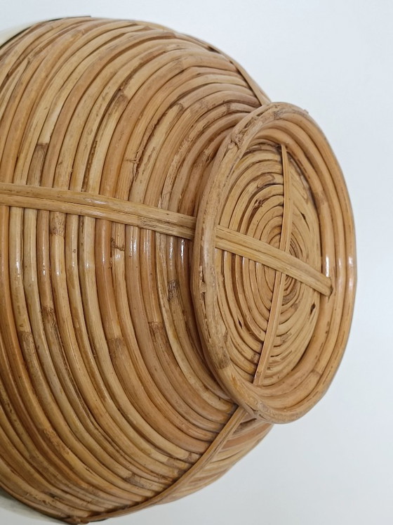 Fruitmanden van bamboe en messing van G. Crespi, jaren 70. – Tafelaccessoires, Bamboo (photo 4 of 5)