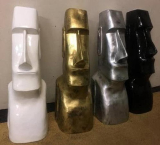 Image 1 of Statue de jardin Moai Île de Pâques Plastique blanc