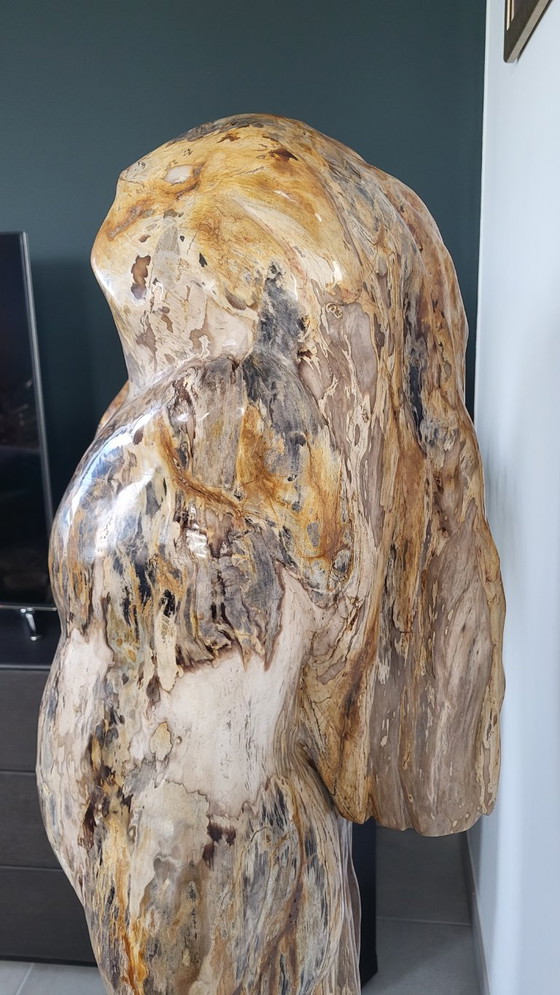 Einzigartige Skulptur aus versteinertem Holz. Mutter und Kind. – Bildhauerei, Stone (photo 5 of 7)