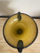Midcentury Modern Murano Scavo yellow glass vase