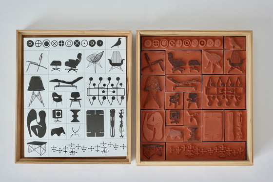 Image 1 of Vitra, Eames Rubber Stamp Set in Original Wooden Box