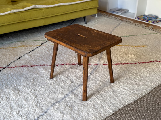 Image 1 of Antique Wooden Stool Milk Chair Stool Vintage wooden stool 