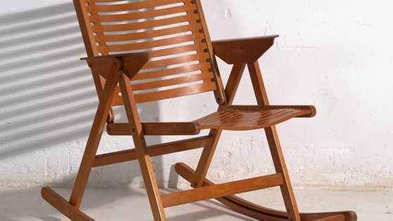 Antique folding Rex rocking chair by Niko Kralj – Slovenia, circa 1970 – Brass, Vintage (photo 3 of 40)
