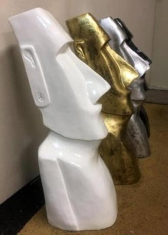 Image 1 of Statue de jardin Moai Île de Pâques Plastique blanc