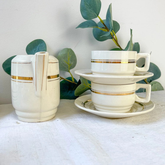 St Amand 10-persoons Koffieservies – Vintage Wit en Goud Porselein – Porcelain (photo 11 of 14)