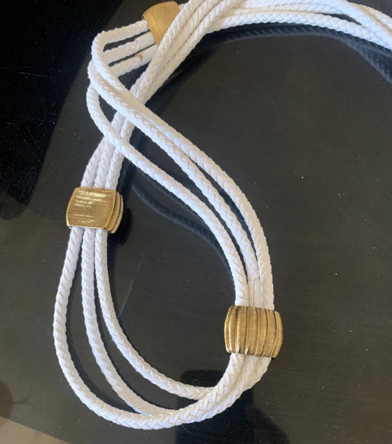 GEORGES RECH – Rara cintura vintage a tripla treccia (pelle e tessuto) anni '80 – Regali, Leather, Textile (photo 9 of 9)