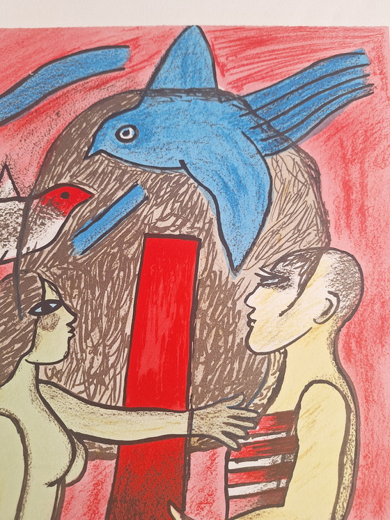 Image 1 of Serigrafia di Corneille "coppia di innamorati"