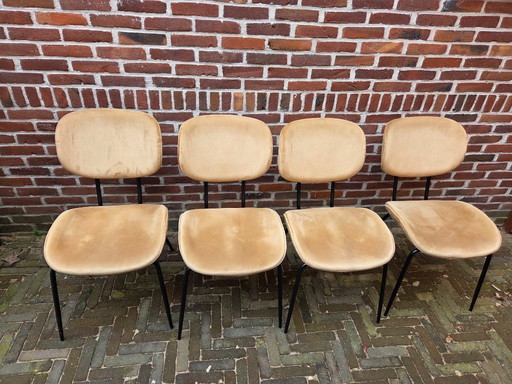 4 Dining chairs HK living gold velvet