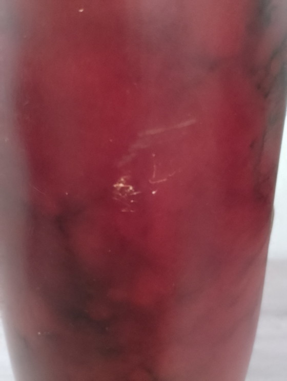 Image 1 of Large porcelain vase, fat lava, West Germany, oxblood red or gold, wavy neck, crystalline sound