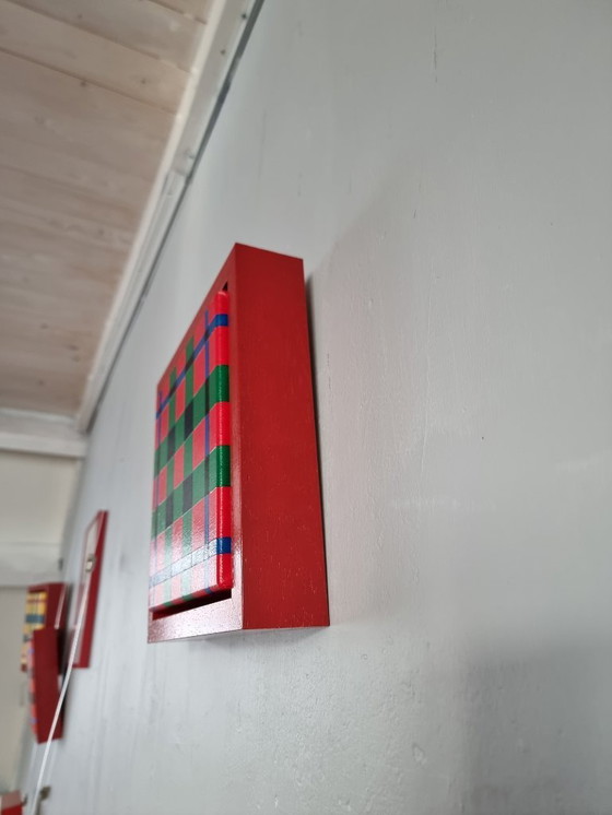 Image 1 of Frances Eckhardt - 24x24 cm handmade graphic artwork check tartan design modern no. 2