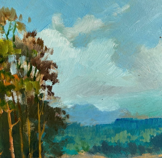 Image 1 of Original Oil Painting Summer Forest Landscape River in green embrace