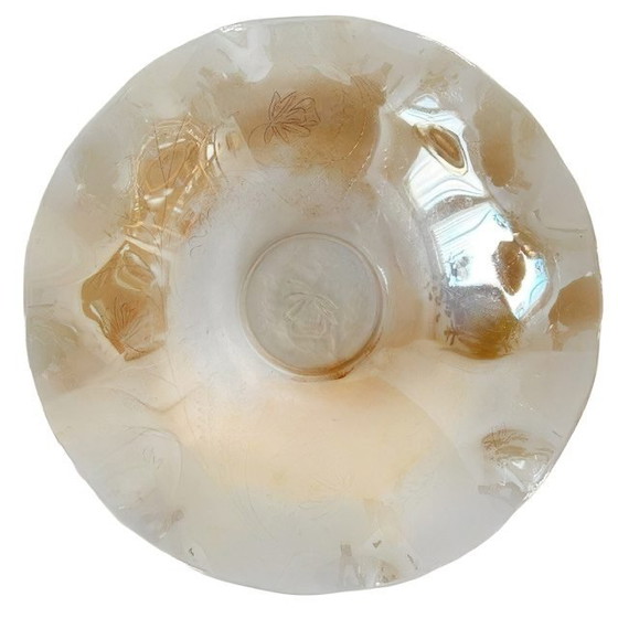 Image 1 of Bol vintage Jeanette Floragold Louisa en verre ondulé, années 1950