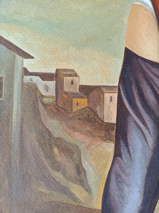 Image 1 of Olieverfschilderij op karton, kopie van Corot.