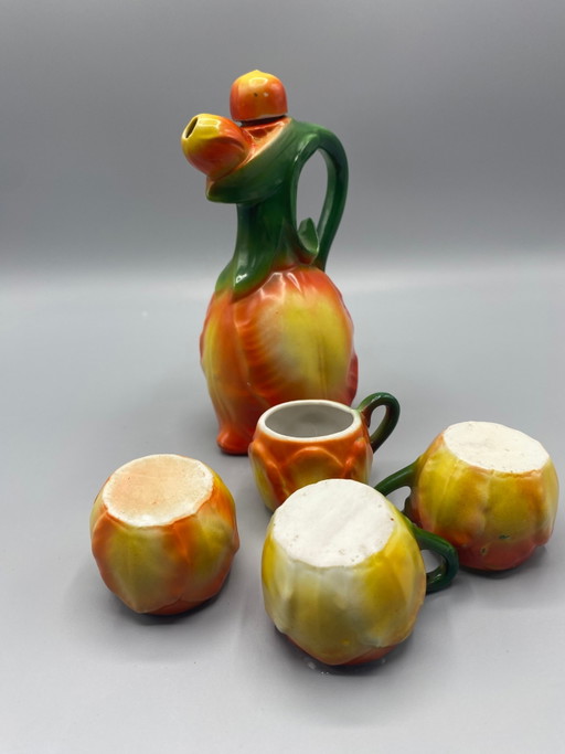 Service à liqueur 5 pièces Tulip Slipware des années 1950 – servies, Ceramic (photo 2 of 4)