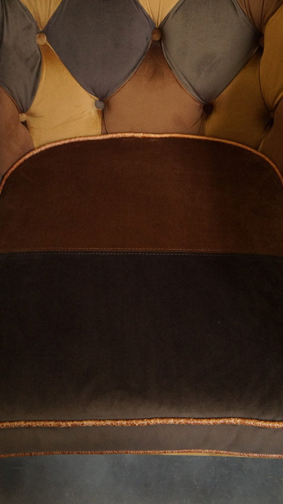 Image 1 of 4 X Stoffen Chesterfield Clubfauteuil