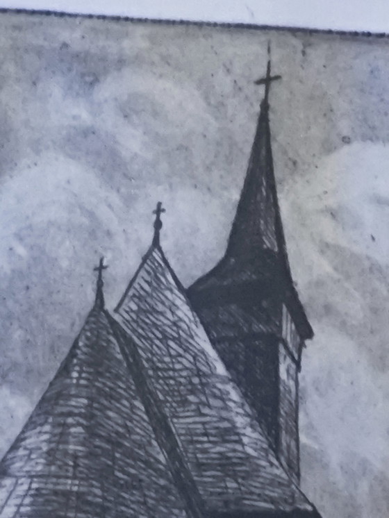 Image 1 of Church, signed etching