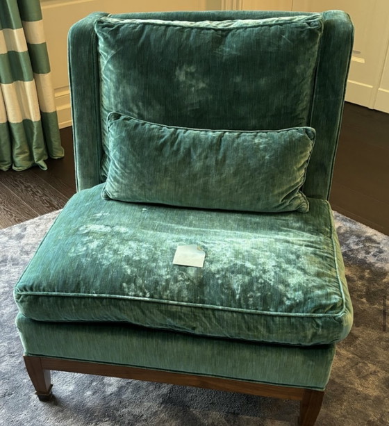 Image 1 of Sillón de terciopelo color petróleo