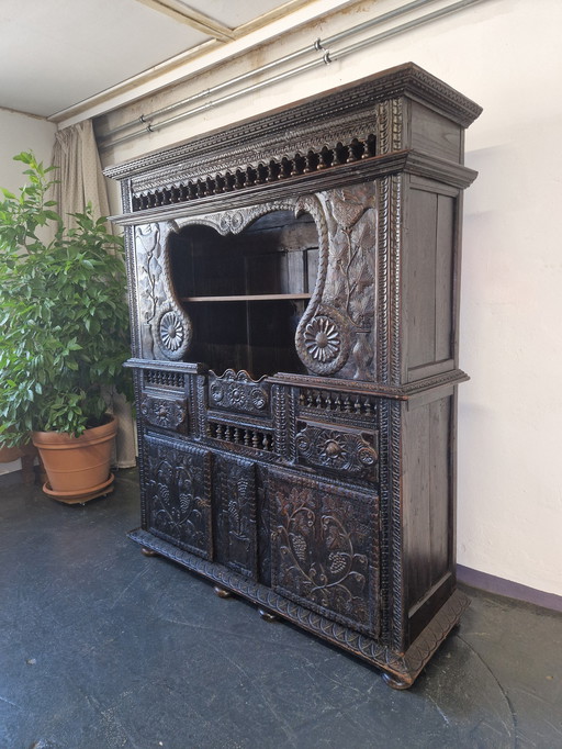 Antique buffet cabinet Gothic carving
