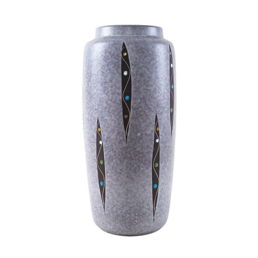 Grey ceramic vase, German design, 1960s, made in West Germany