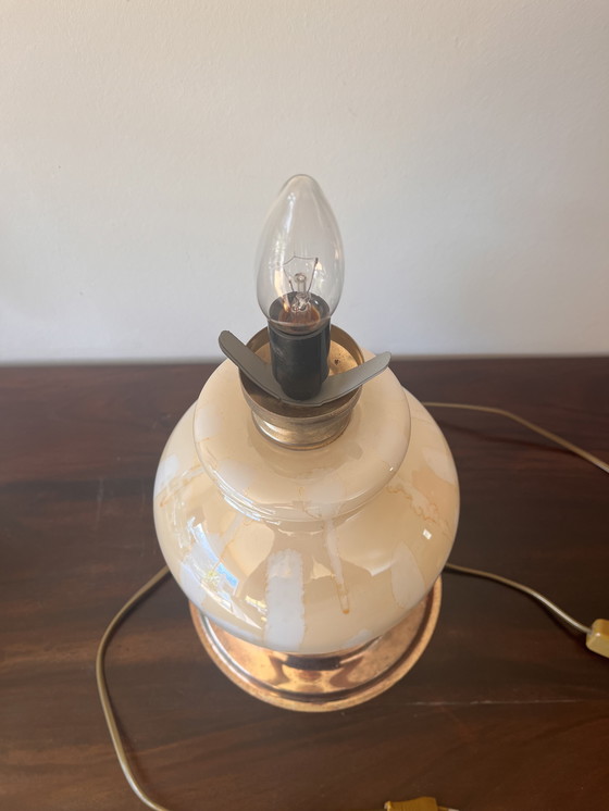 Image 1 of Vintage Lamp Van Glas Met Messing