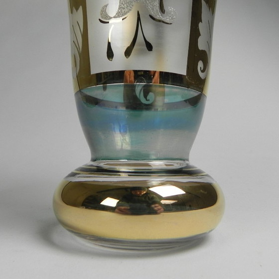Image 1 of Glass vase with gilded decorations, Belgium, 1930s