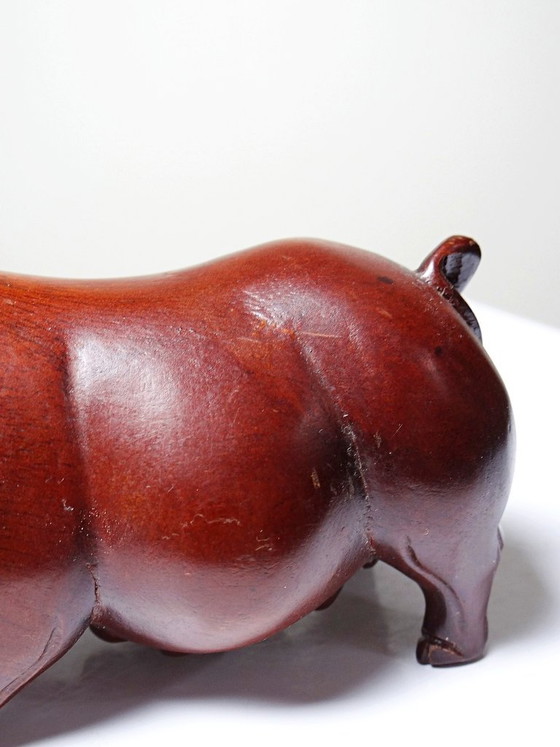 Image 1 of Small pig, sow, carved stained wood, vintage 20th-century Asian craftsmanship
