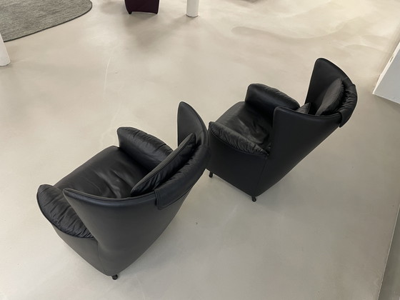 Image 1 of Fauteuil lounge De Sede Club, fauteuil à oreilles, fauteuil en cuir noir