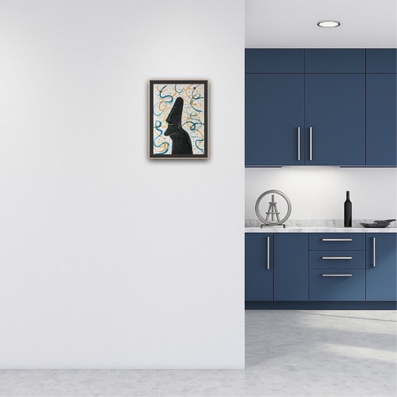 Image 1 of Oost-Indische inkt op naturel karton.  Formaat 30x40cm.