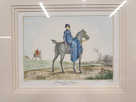 Engelse prent Ruiter in notenhouten lijst – Kunst, Glas, Papier (photo 2 of 6)