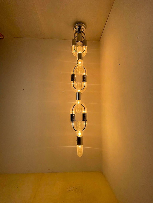 Chandelier Chain Murano Glass Metal Italy, 1970s
