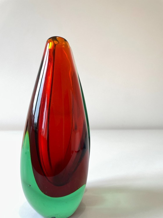 Image 1 of Murano vase Sommerso Flavio Poli – Green and red – Italy, 1950s-1960s