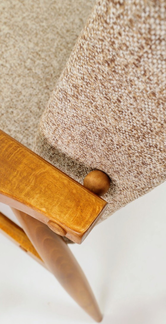 Image 1 of Vintage fauteuil etnische stijl beige granola bekleding stof ontwerp van H.Lis