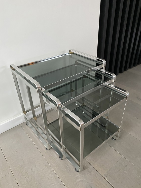 Image 1 of 3 bijzettafels vintage