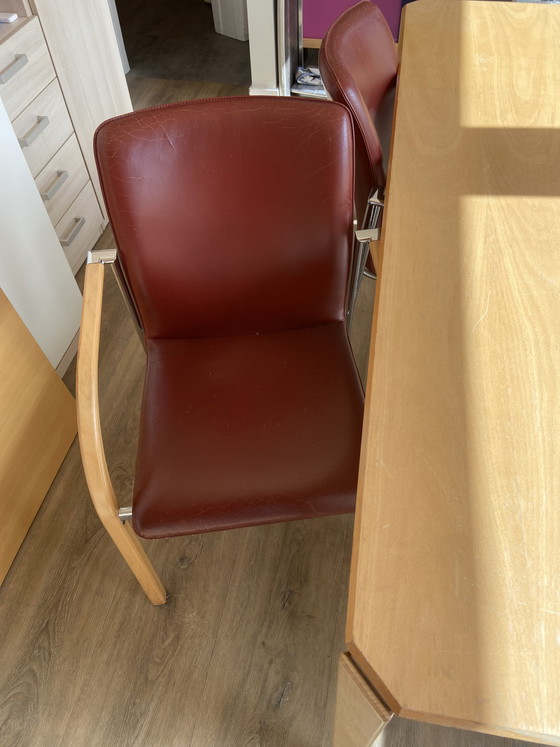 Image 1 of 4 sillas de comedor Leolux Cimarron, rojo burdeos