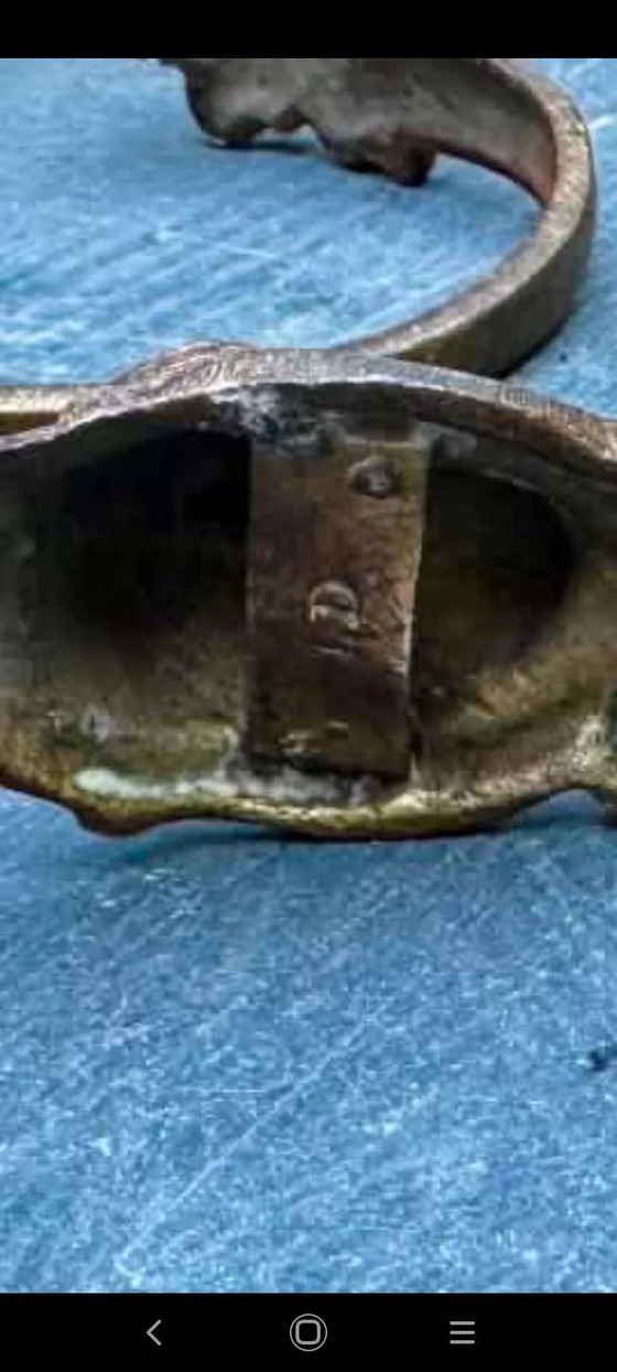 Pair of bronze putti coat hooks signed Art Nouveau period – Coat racks (photo 4 of 5)