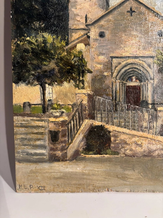 1960s Oil Painting on Cardboard - Small Church, Paintings & Drawings (photo 3 of 6)