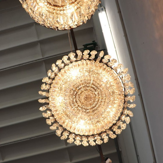 Image 1 of Spectacular Chandeliers with Large Crystal Drops, Italy Early 20th Century