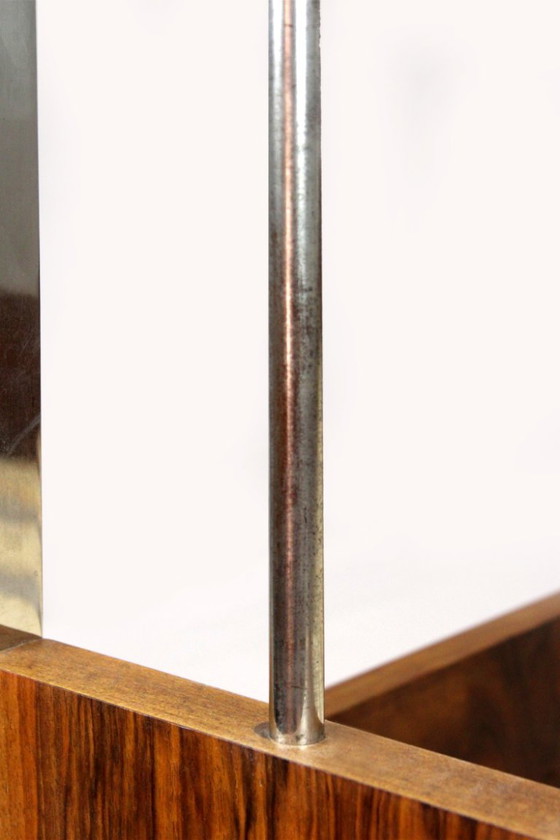 Lits 1 personne Bauhaus restaurés, Tchécoslovaquie, années 1930, Lot de 2, Bois, Chrome, Marron, Art Deco (photo 8 sur 15)